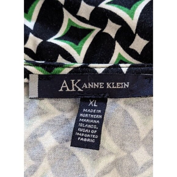 Women's Dress AK Anne Klein Wrap Green Black Long Sleeves Below Knee Knit SizeXL - Picture 6 of 12